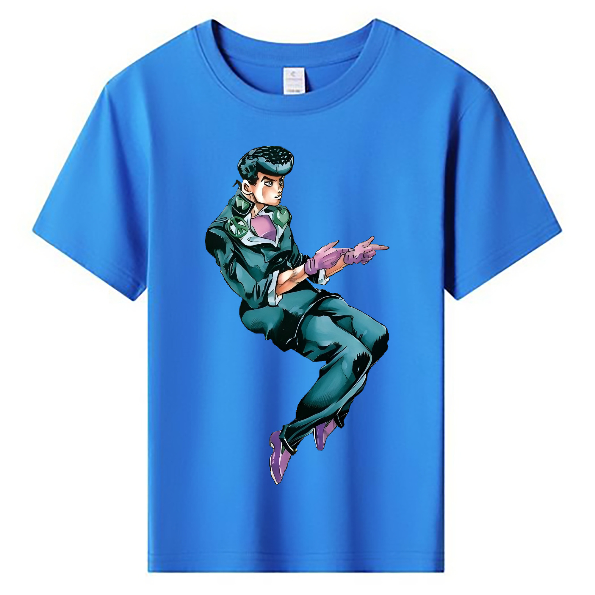 （画像用） ジョジョの奇妙な冒険 ひがしかた じょうすけ JoJo's Bizarre Adventure Higashikata Josuke 綿100％キッズTシャツ（フロントプリント）